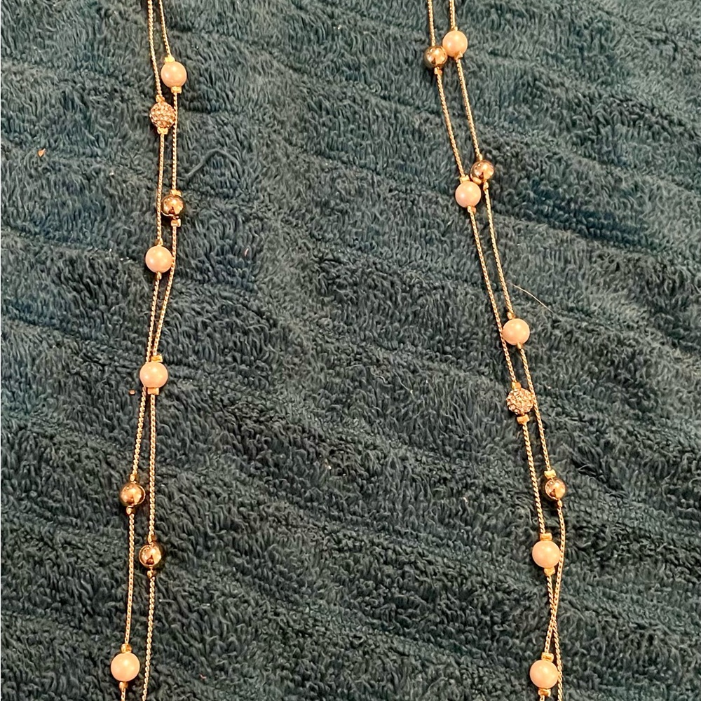 Elegant Gold and Silver Beaded Necklace Ann Taylor Factory